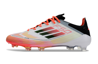 Men's Adidas F50 Elite FG Firm Ground Low-Tops Football Boots - White/Red/Yellow