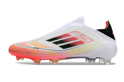 Men's Adidas F50 Elite Laceless FG Firm Ground Low-Tops Football Boots - White/Red/Yellow