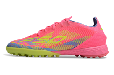 Men's Adidas F50 Pro TF Artificial Turf Low-Tops Football Shoes - Pink/Blue/Yellow