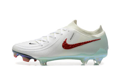 Men's Nike Phantom Luna Elite FG Firm Ground Low-Tops Football Boots - White/Red/Jade