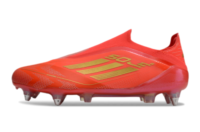 Men's Adidas F50 Elite Laceless SG Soft Ground Low-Tops Football Boots - Red/Gold