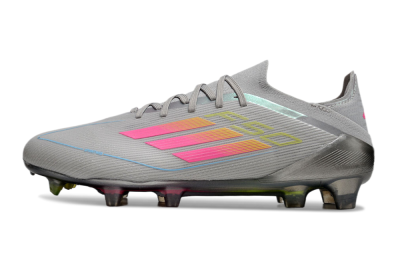 Men's Adidas F50 Elite FG Firm Ground Low-Tops Football Boots - Grey/Pink/Yellow