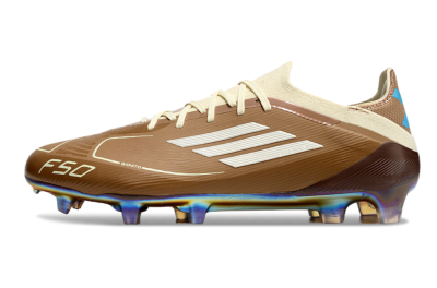 Men's Messi x Adidas F50 Elite Benito FG Firm Ground Low-Tops Football Boots - Brown/White/Blue