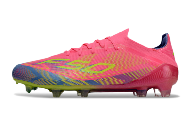 Men's Adidas F50 Elite FG Firm Ground Low-Tops Football Boots - Pink/Blue/Yellow