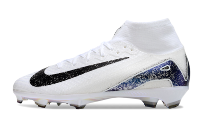 Unisex Nike Air Zoom Mercurial Superfly 10 Elite FG Firm Ground High-Tops Football Boots - White/Black/Blue