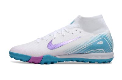 Unisex Nike Air Zoom Mercurial Superfly 10 Elite TF Artificial Turf High-Tops Football Shoes - White/Purple/Blue