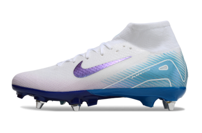 Men's Nike Air Zoom Mercurial Superfly 10 Elite SG Soft Ground High-Tops Football Boots - White/Purple/Blue