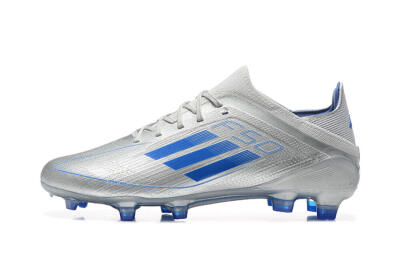 Men's Adidas F50 Elite FG Firm Ground Low-Tops Football Boots - Silver/Blue