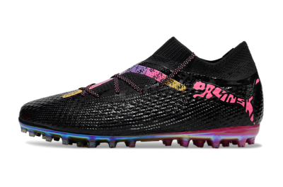 Unisex Puma Future Ultimate MG Multi Ground Low-Tops Football Boots - Black/Pink/Yellow