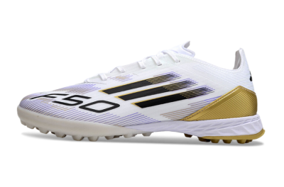 Men's Adidas F50 Pro TF Artificial Turf Low-Tops Football Shoes - White/Black/Yellow