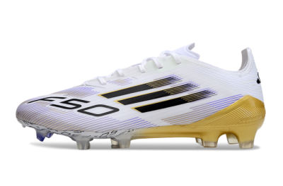 Men's Adidas F50 Elite FG Firm Ground Low-Tops Football Boots - White/Black/Yellow