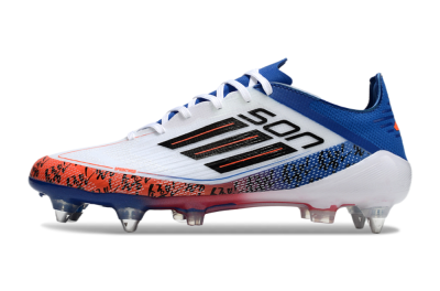 Men's Adidas F50 Elite SG Soft Ground Low-Tops Football Boots - White/Black/Red/Blue