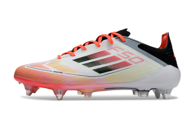 Men's Adidas F50 Elite SG Soft Ground Low-Tops Football Boots - White/Red/Yellow/Black