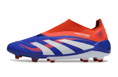 Unisex Adidas Predator 25 Elite Laceless FG Firm Ground Low-Tops Football Boots - Blue/White/Red
