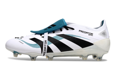 Men's Adidas Predator Elite 25 Foldover Tongue FG Firm Ground Low-Tops Football Boots - White/Blue/Black