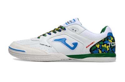 Men's Joma Top Flex IC Indoor & Futsal Low-Tops Football Shoes - White/Blue/Green