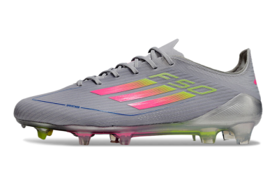 Men's Adidas F50 Elite FG Firm Ground Low-Tops Football Boots - Grey/Pink/Yellow
