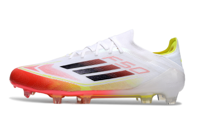 Men's Adidas F50 Elite FG Firm Ground Low-Tops Football Boots - White/Red/Yellow