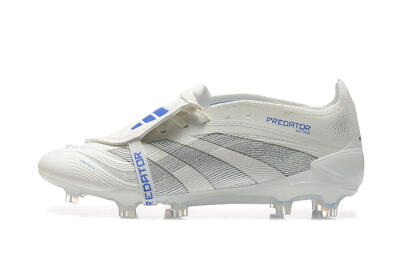 Men's Adidas Predator Elite 25 Foldover Tongue FG Firm Ground Low-Tops Football Boots - Beige/Blue/Silver