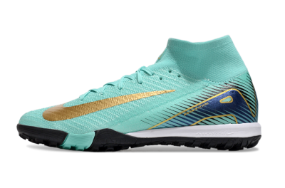 Unisex Nike Air Zoom Mercurial Superfly 10 Elite TF Artificial Turf High-Tops Football Shoes - Jade/Gold/Blue