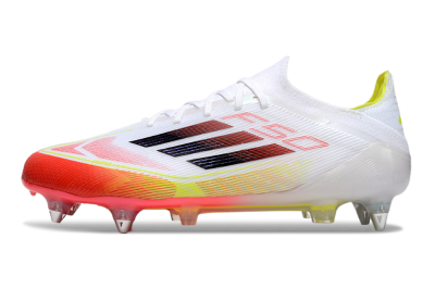 Men's Adidas F50 Elite SG Soft Ground Low-Tops Football Boots - White/Red/Yellow