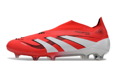 Unisex Adidas Predator Elite 25 Laceless FG Firm Ground Low-Tops Football Boots - Red/White/Black