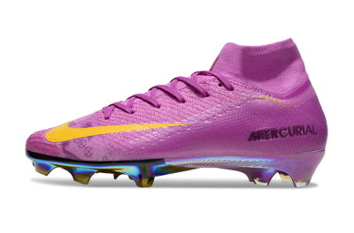 Men's Nike Air Zoom Mercurial Superfly 10 Elite FG Firm Ground High-Tops Football Boots - Purple/Yellow/Gold
