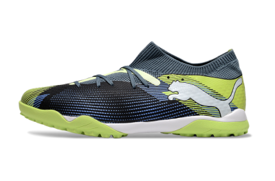 Men's Puma Future 7 Ultimate TF Artificial Turf Low-Tops Football Shoes - Black/Blue/Yellow