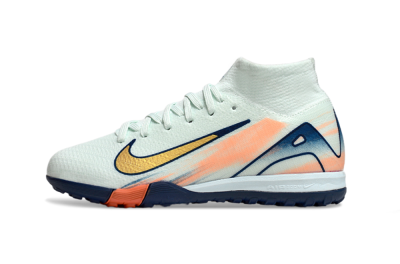 Kids Nike Air Zoom Mercurial Superfly 10 Elite TF Artificial Turf High-Tops Football Shoes - Jade/Gold/Blue