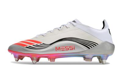 Men's Messi x Adidas F50 Elite 2025 SG Soft Ground Low-Tops Football Boots - Silver/White/Black