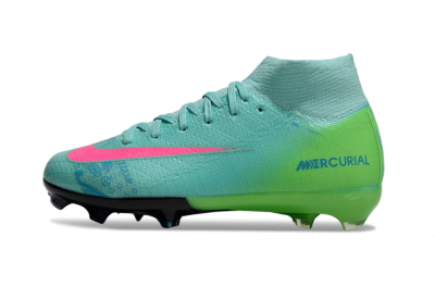 Kids Nike Air Zoom Mercurial Superfly 10 Elite FG Firm Ground High-Tops Football Boots - Jade/Pink/Yellow