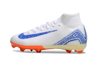 Kids Nike Air Zoom Mercurial Superfly 10 Elite FG Firm Ground High-Tops Football Boots - White/Blue/Red