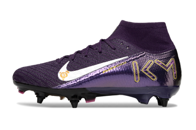 Men's Nike Air Zoom Mercurial Superfly 10 Elite SG Soft Ground High-Tops Football Boots - Purple/White/Gold