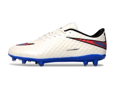 Men's Nike Hypervenom Phantom FG Firm Ground Low-Tops Football Boots - White/Red/Blue
