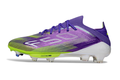 Men's Adidas F50+ Elite Lightstrike Pro FG Firm Ground Low-Tops Football Boots - Purple/Yellow/White