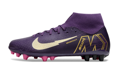 Men's Nike Air Zoom Mercurial Superfly 10 Academy AG Artificial Grass High-Tops Football Boots - Purple/White/Gold