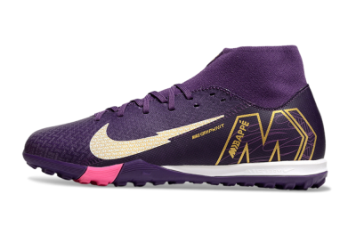 Men's Nike Air Zoom Mercurial Superfly 10 Academy TF Artificial Turf High-Tops Football Shoes - Purple/White/Gold