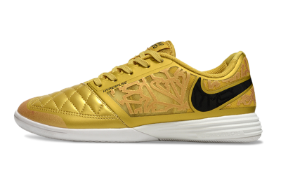 Men's Nike Lunar Gato 2 IC Indoor & Futsal Low-Tops Football Shoes - Gold/Black/White