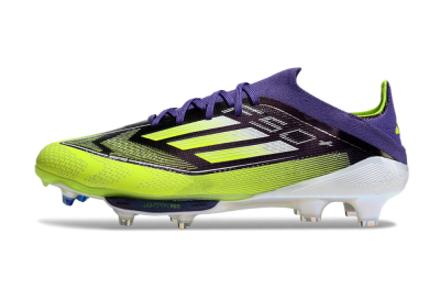 Men's Adidas F50+ Elite Lightstrike Pro FG Firm Ground Low-Tops Football Boots - Purple/Yellow/White
