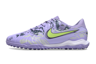 Men's Nike Tiempo Legend 10 Academy TF Artificial Turf Low-Tops Football Shoes - Purple/Yellow/White