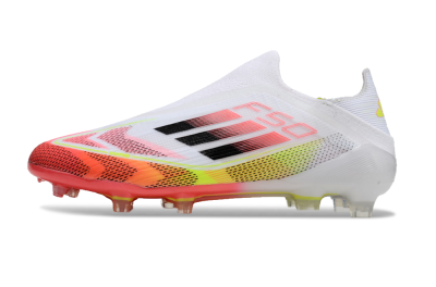 Unisex Adidas F50 Elite Laceless FG Firm Ground Low-Tops Football Boots - White/Red/Yellow
