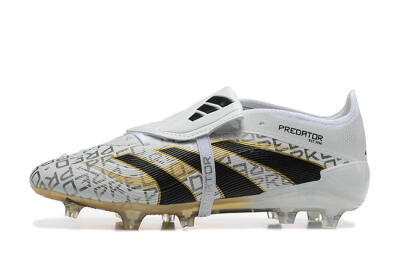 Men's Adidas Predator 25 Elite Foldover Tongue FG Firm Ground Low-Tops Football Boots - Grey/Black/Gold