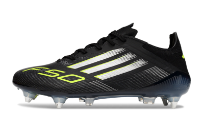 Men's Adidas F50 Elite SG Soft Ground Low-Tops Football Boots - Black/Silver/Yellow