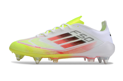Men's Adidas F50 Elite SG Soft Ground Low-Tops Football Boots - White/Yellow/Red