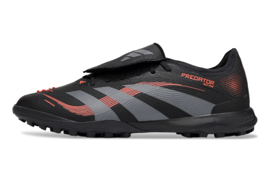 Men's Adidas Predator Elite Foldover Tongue TF Artificial Turf Low-Tops Football Shoes - Black/Grey/Red