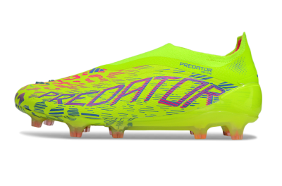Men's Adidas Predator 25 Elite Laceless FG Firm Ground Low-Tops Football Boots - Yellow/Pink/White