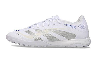 Men's Adidas Predator 25 Elite TF Artificial Turf Low-Tops Football Shoes - White/Silver/Blue