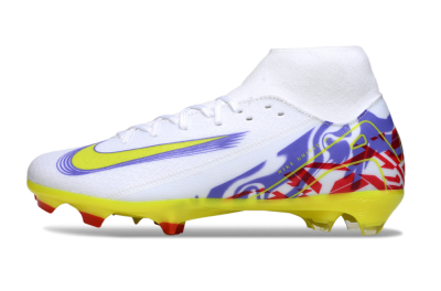 Men's Nike Air Zoom Mercurial Superfly 10 Academy FG Firm Ground High-Tops Football Boots - White/Purple/Yellow/Red