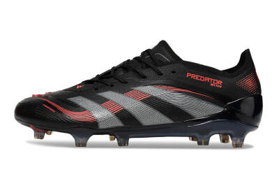 Men's Adidas Predator 25 Elite FG Firm Ground Low-Tops Football Boots - Black/Grey/Red
