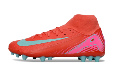 Men's Nike Air Zoom Mercurial Superfly 10 Academy AG Artificial Grass High-Tops Football Boots - Red/Jade/Pink